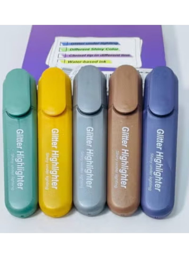 Glitter-effect colored marker set, assorted pens. Box contains 5 pens. - Image 2