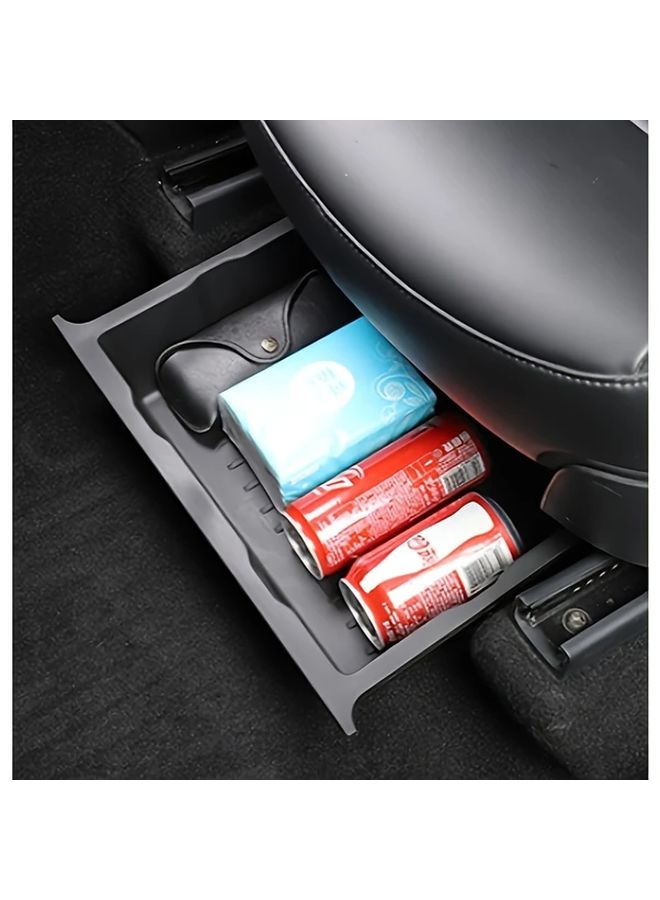 ABS Material Under Seat Storage Box Organizer Compatible With Model Y 2021 2024 Easy Installation Lightweight Sturdy Black - Image 1