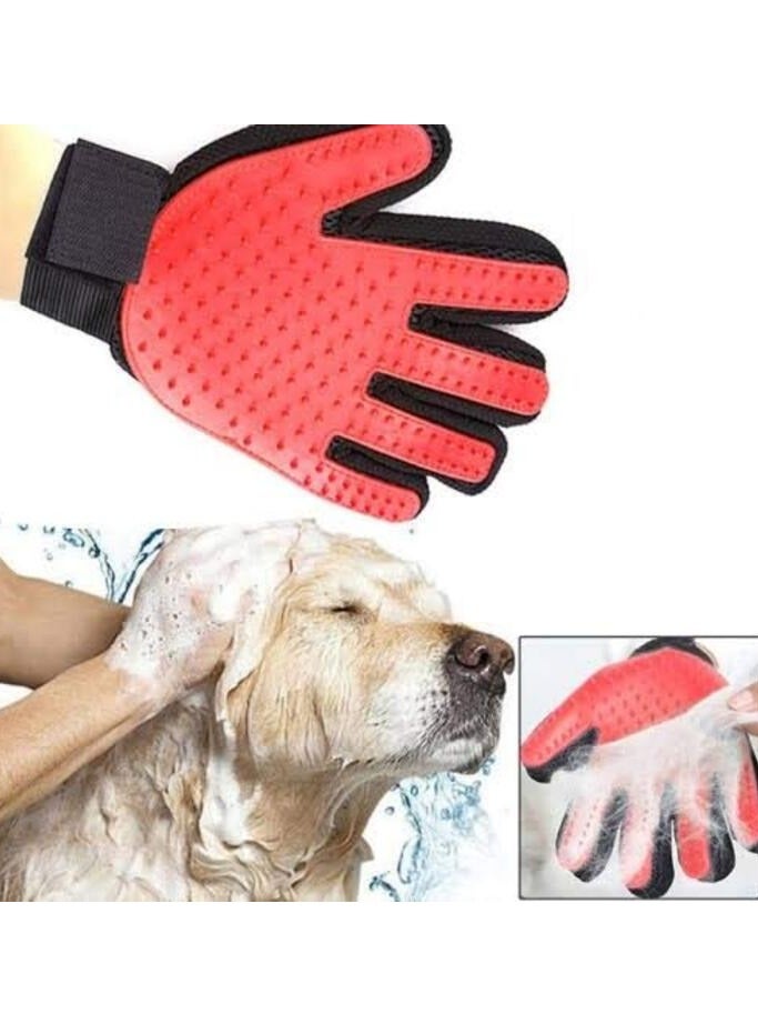 Altheqa Upgrade pet grooming gloves, gentle hair removal brush gloves - efficient pet hair removal gloves - washing gloves for long haired dogs, short haired cats, and horses - right hand (red) - Image 1