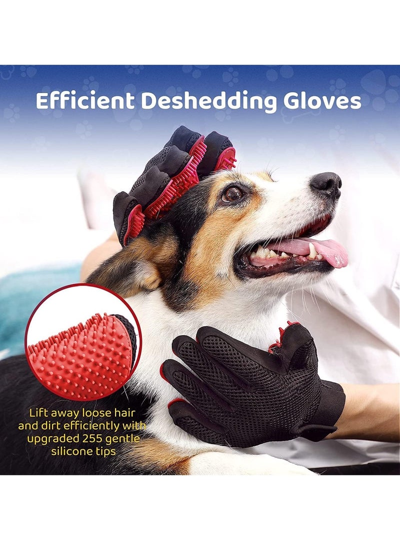 Altheqa Upgrade pet grooming gloves, gentle hair removal brush gloves - efficient pet hair removal gloves - washing gloves for long haired dogs, short haired cats, and horses - right hand (red) - Image 2