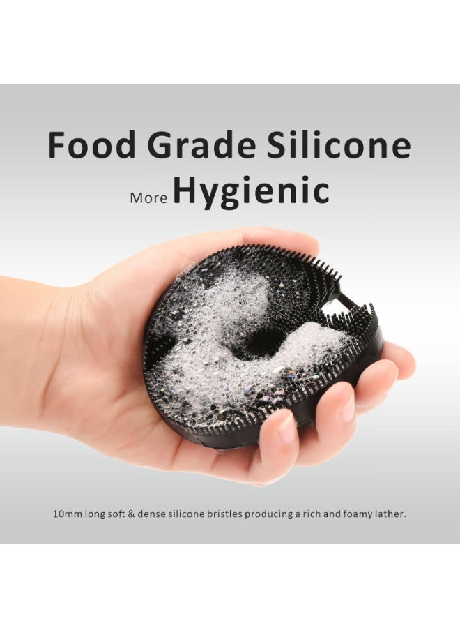 TecV Silicone Body Brush, Gentle Exfoliating Body Scrubber in Shower Silicone Loofah with Easily Leather Bristles, Long Lasting, and More Hygienic Than Traditional Shower Loofah 1Pack, Black - Image 4