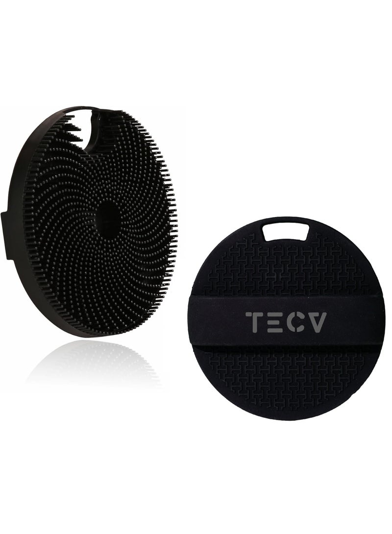TecV Silicone Body Brush, Gentle Exfoliating Body Scrubber in Shower Silicone Loofah with Easily Leather Bristles, Long Lasting, and More Hygienic Than Traditional Shower Loofah 1Pack, Black - Image 2