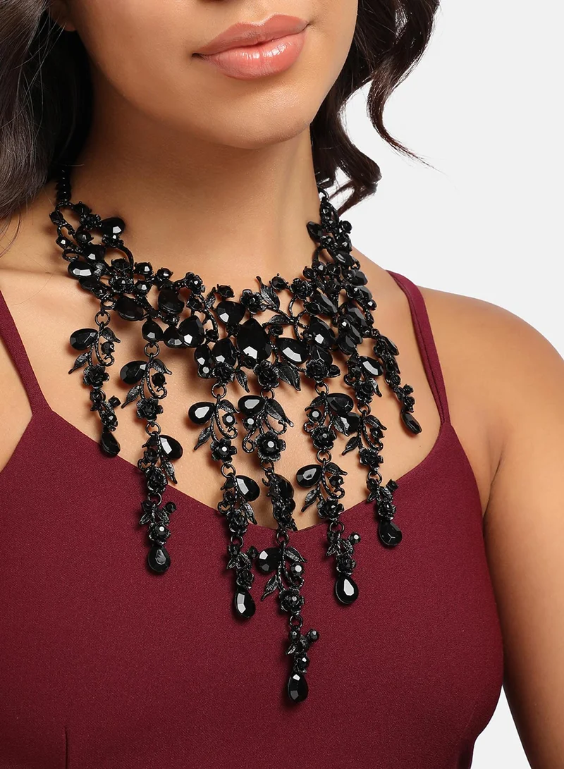 سوهي قلادة قطرة كريستال مكتنزة سوداء