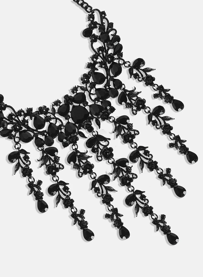 سوهي قلادة قطرة كريستال مكتنزة سوداء