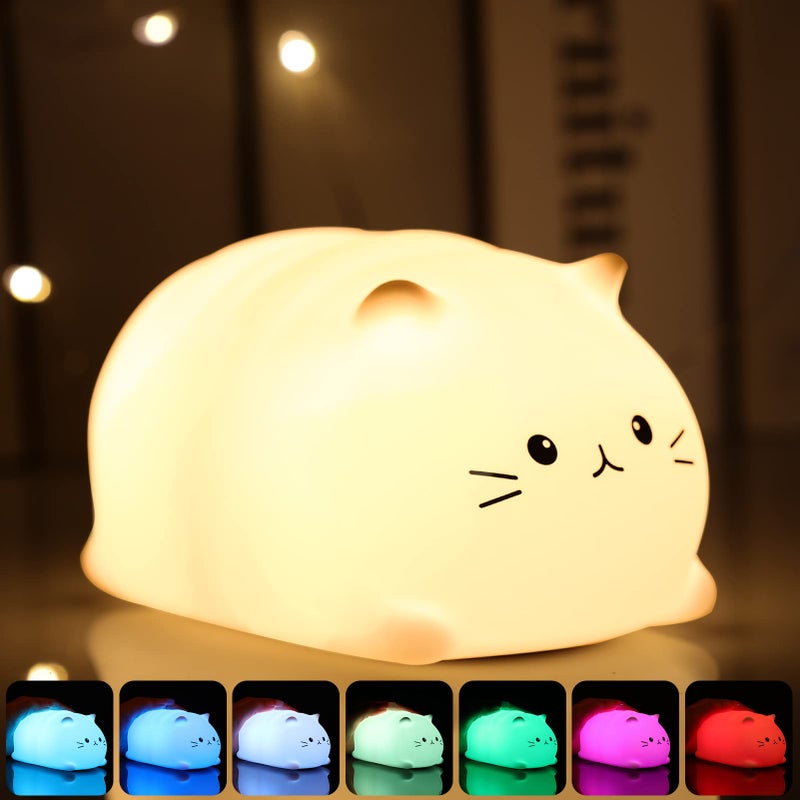 Tremdwoto Cat Night Light for KidsCute Colorful Night Light Baby Girl Squishy Night Lights Lamp 3 Hour Timer Kitty Light USB Rechargeable Nursery Lamp Nightlight Gifts for Boys and Girls - Image 2