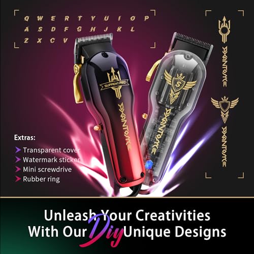 SUPRENT PRO Professional Hair Clippers for Men- Premium Barber Clippers DLC-Coated Blade & Brushless Motor- Rechargeable Haircutting Kit with DIY Customizable Casing- Gift for Men(Red) - Image 5