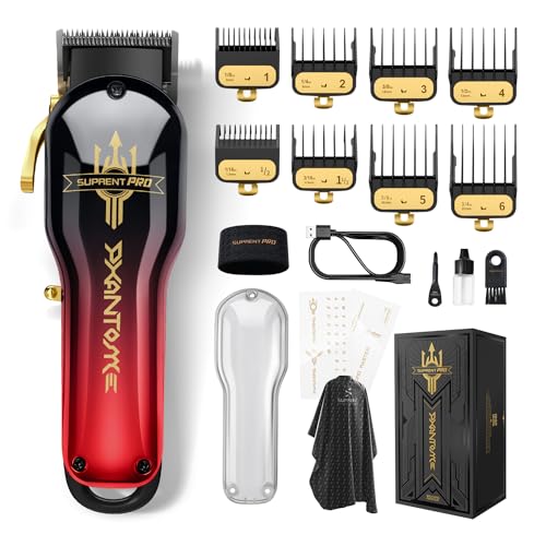 SUPRENT PRO Professional Hair Clippers for Men- Premium Barber Clippers DLC-Coated Blade & Brushless Motor- Rechargeable Haircutting Kit with DIY Customizable Casing- Gift for Men(Red) - Image 1