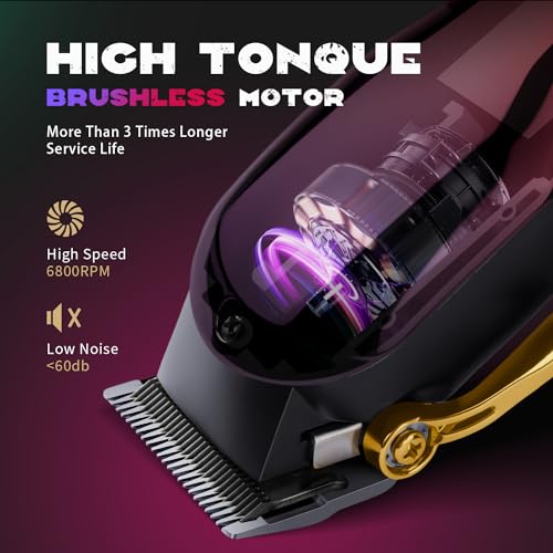 SUPRENT PRO Professional Hair Clippers for Men- Premium Barber Clippers DLC-Coated Blade & Brushless Motor- Rechargeable Haircutting Kit with DIY Customizable Casing- Gift for Men(Red) - Image 2