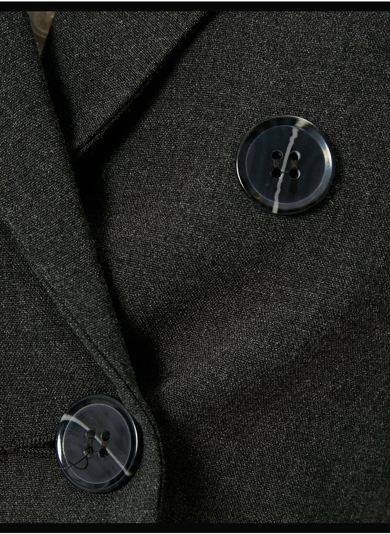 كوتون Buttoned Double Breasted Crop Blazer Jacket