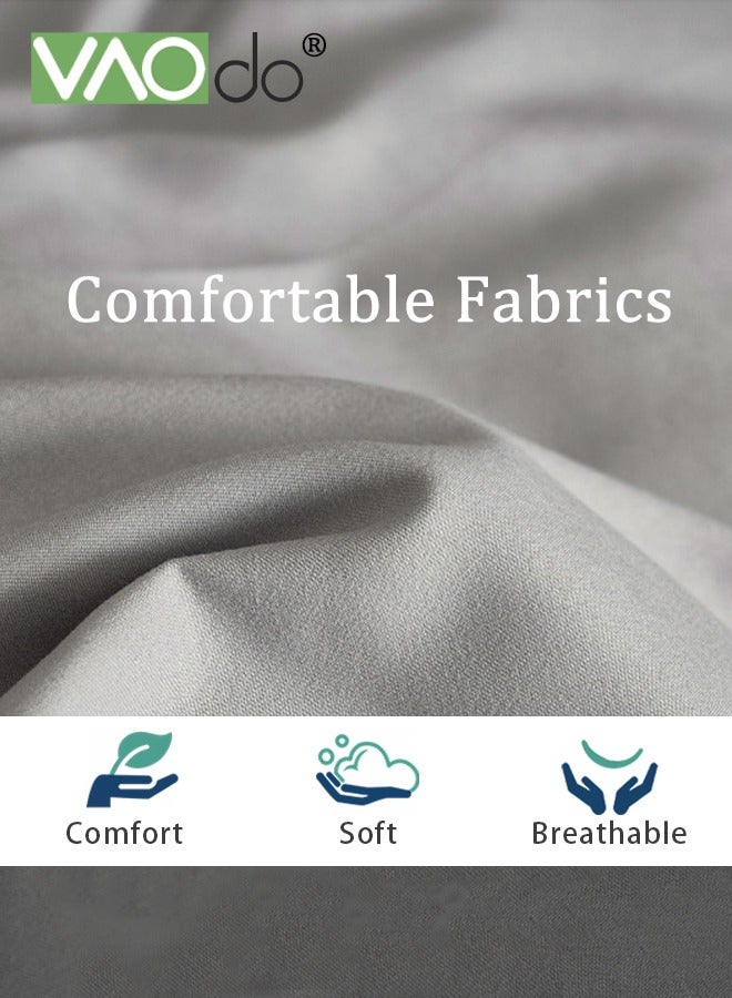 فاو دو طقم ملاءات سرير من 4 قطع، طقم ملاءات سرير جاهزة، ألياف دقيقة ناعمة ذات جيب عميق، مقاومة للانكماش والبهتان، طقم لحاف مسامي رمادي 190 × 210 سم - Image 4