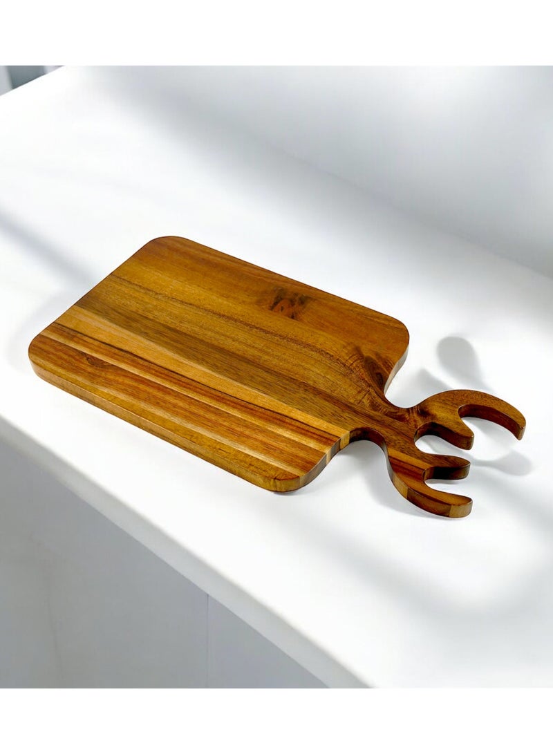 هوميكس لوح تقطيع من خشب الأكاسيا مع مقبض على شكل غزال - إضافة أنيقة للمطبخ لتقطيع الطعام والتقديم، 35x15x1.5 سم - Image 2