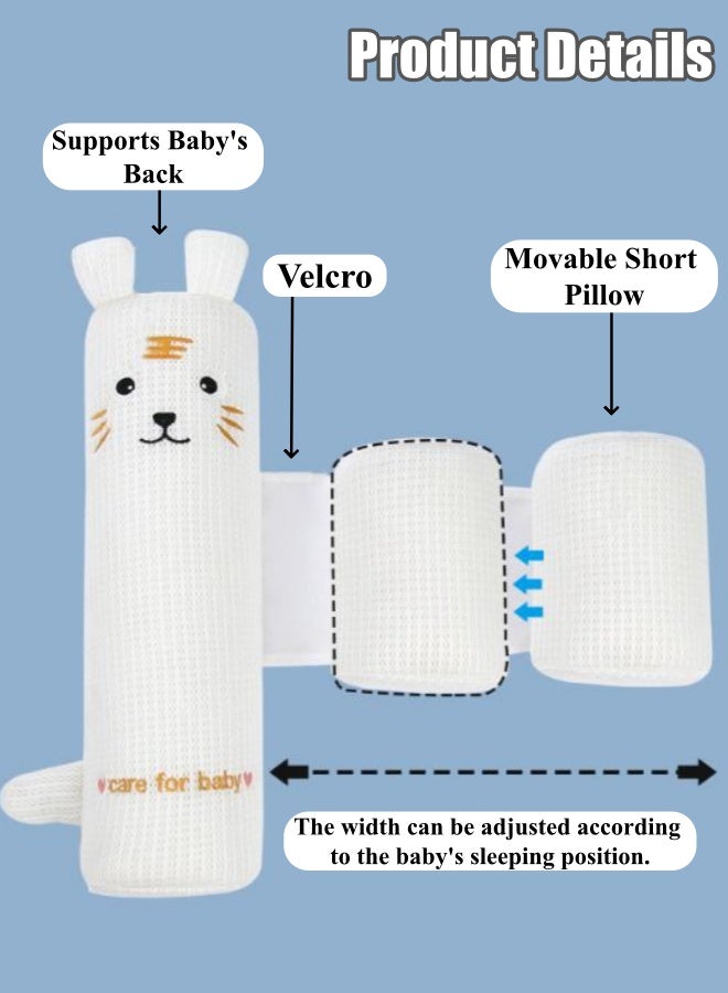 Optico Baby Pillow, Anti Rollover Baby Side Sleeping Pillow Infant Side Safer Sleeper Nursing Pillow Body Fixed Baby Pillow Baby Shaping Pillow Baby Soothing Pillow Baby Sleep Positioner Cushion, with Velcro, Adjustable (White) - Image 2