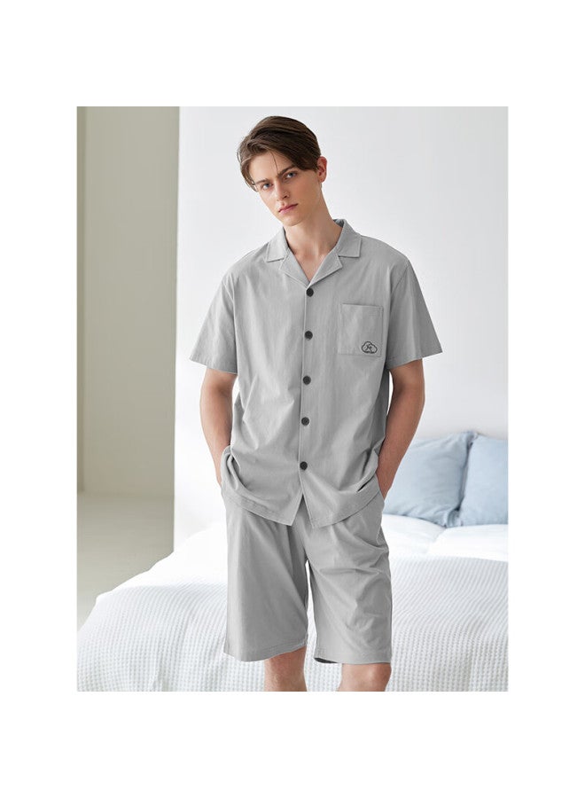 Fenton Fenteng Spring And Autumn Men's Pajamas, Pure Cotton Cardigan Short-sleeve Set, Loose Casual Large Size, Self-operated All-cotton Loungewear For Young Me - Image 2
