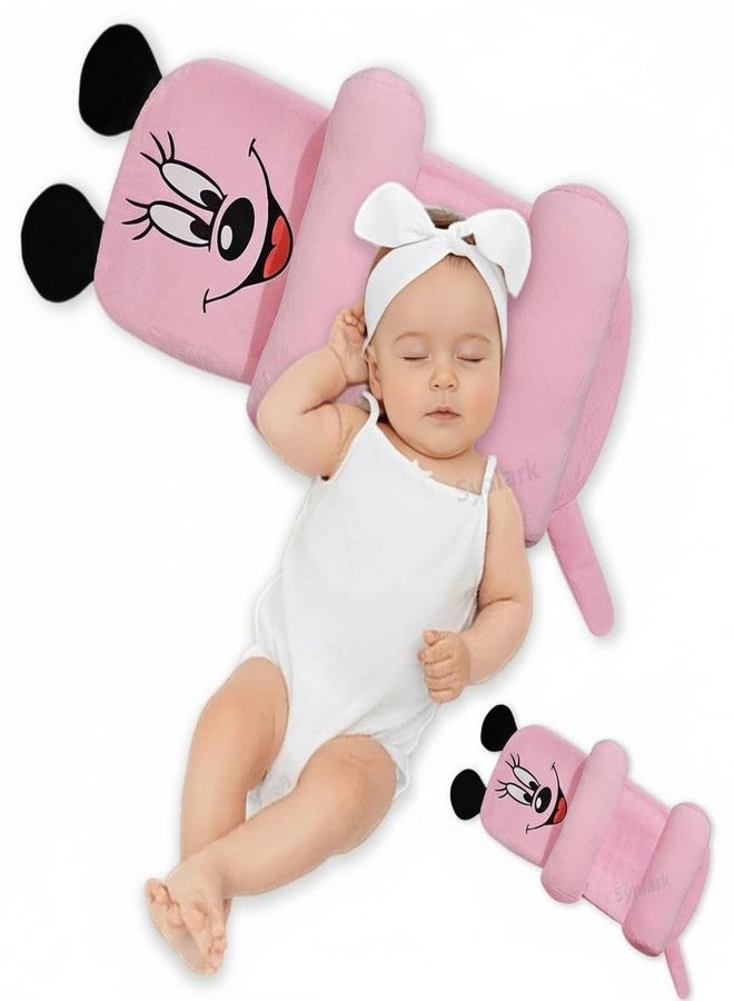 Synlark Baby Head Support Pillow, Supersoft Fabric, Adjustable Side Roll Cushions, Portable, for Newborns (Mini-Pink) - Image 1