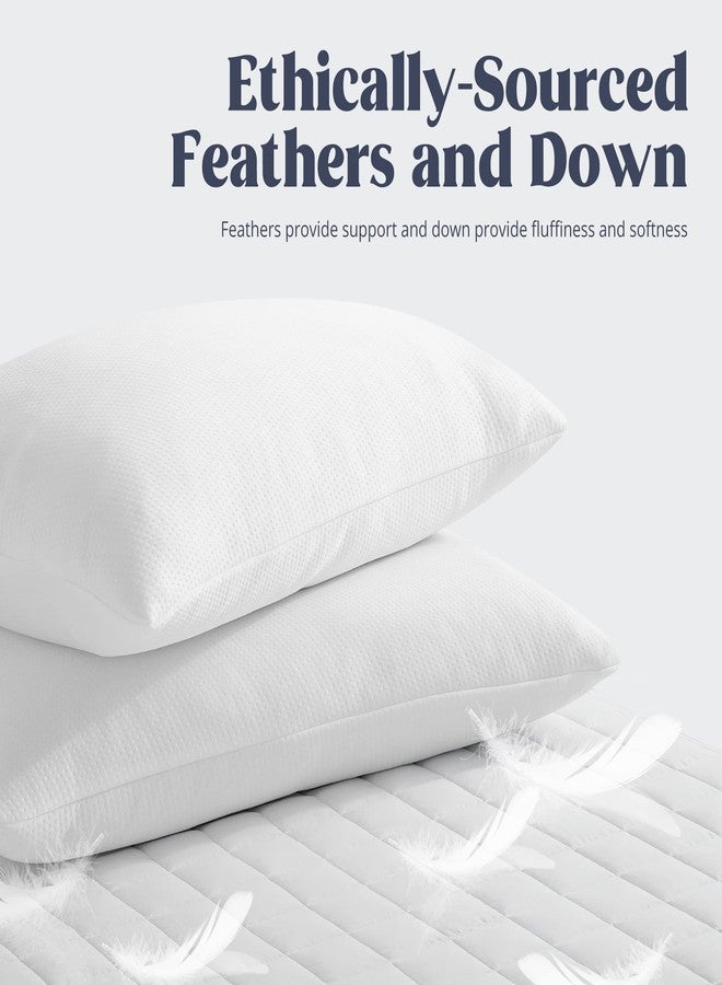 puredown® Cooling Goose Feathers Down Pillows for Sleeping, Hotel Quality Chill Pillow with Removable Pillowcase, White, Queen Size, 20x30 Inches, 1 Pack - Image 4
