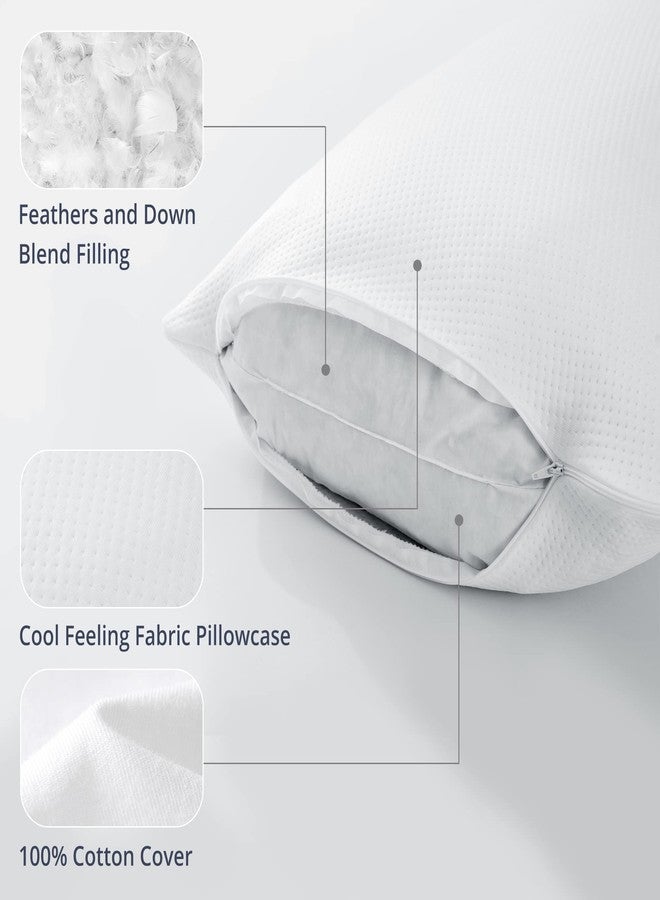 puredown® Cooling Goose Feathers Down Pillows for Sleeping, Hotel Quality Chill Pillow with Removable Pillowcase, White, Queen Size, 20x30 Inches, 1 Pack - Image 2