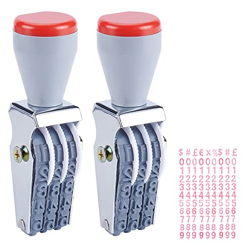 NBEADS نبيذ 2 قطع طوابع أرقام مطاطية، 3 أرقام قابلة للتعديل طوابع رمزية شخصية طابع تاريخي طابع عجلة دوارة متعددة الوظائف للحرف اليدوية، أدوات مكتبية، طوابع للأعمال - Image 1