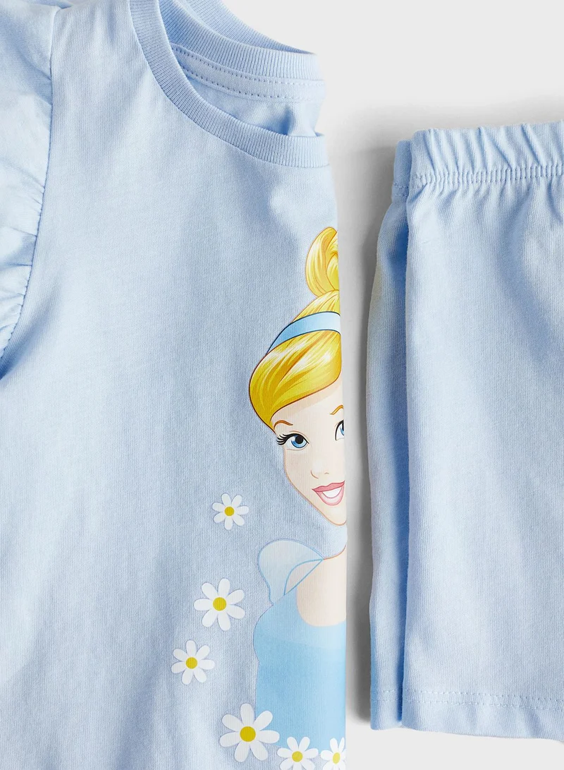 اتش اند ام Kids Crew Neck Graphic T-Shirt & Pyjama Shorts Set