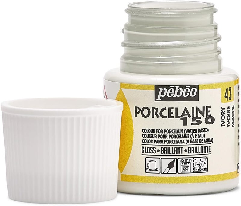 Pebeo Porcelaine 150 China Paint, 45-Milliliter Bottle in Ivory - Image 2