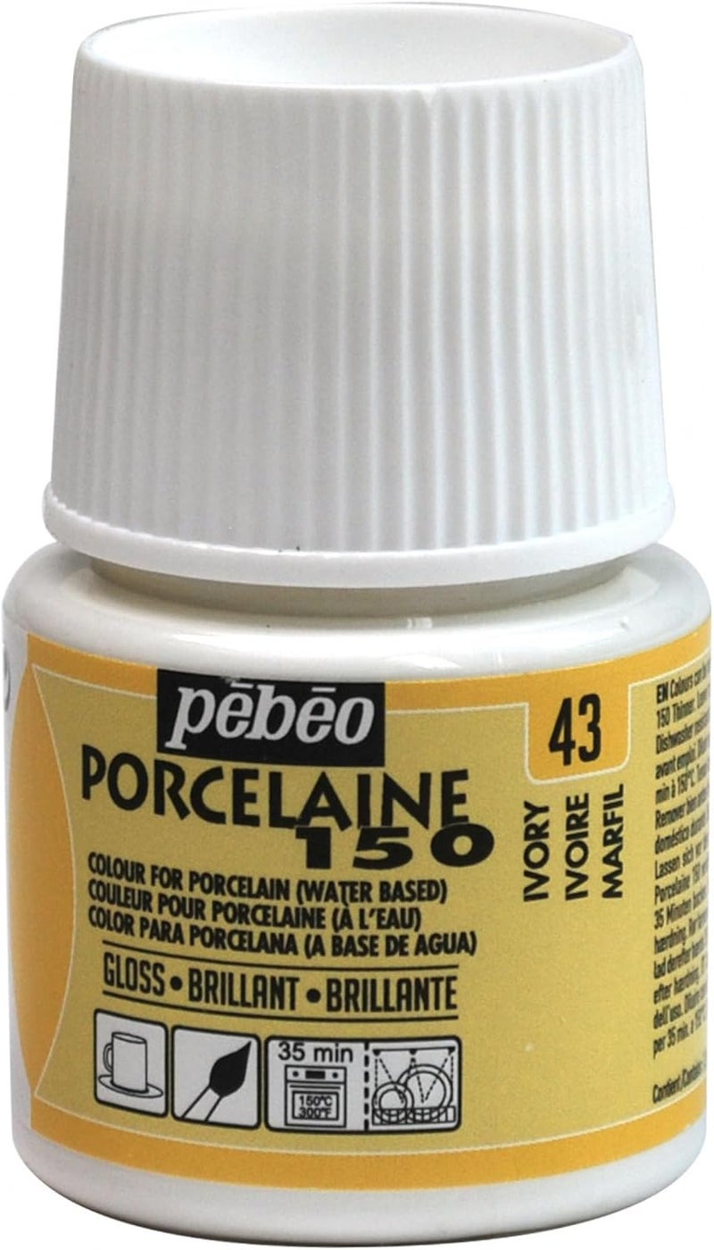 Pebeo Porcelaine 150 China Paint, 45-Milliliter Bottle in Ivory - Image 1