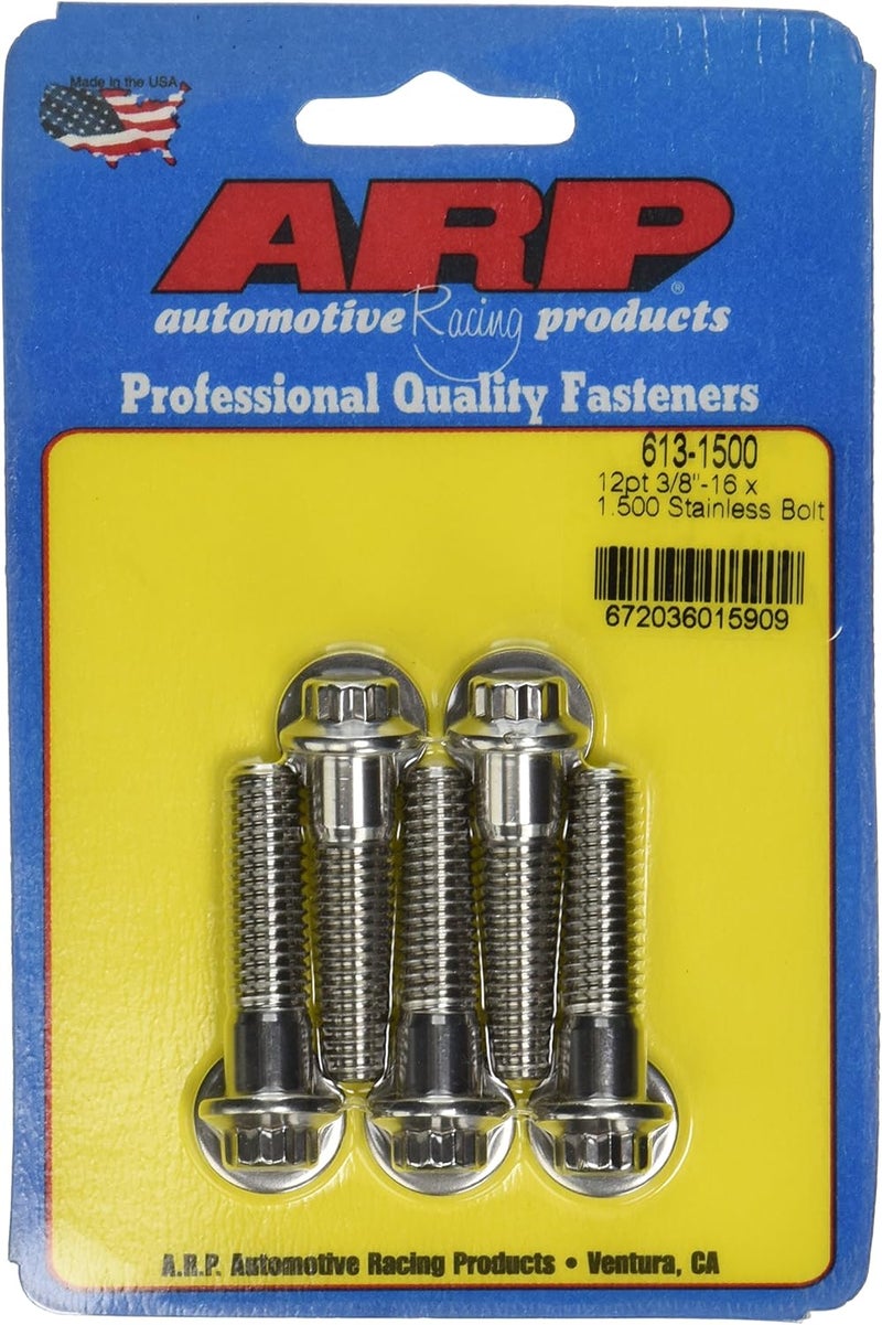 6131500 Stainless Steel 3/8-16 12-Point Bolts - Pack of 5