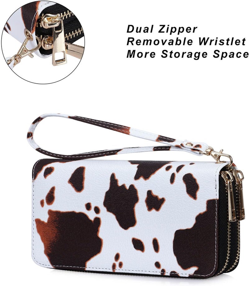 HAWEE Cellphone Wallet for Women Dual Zipper Long Purse with Removable Wristlet - Image 4