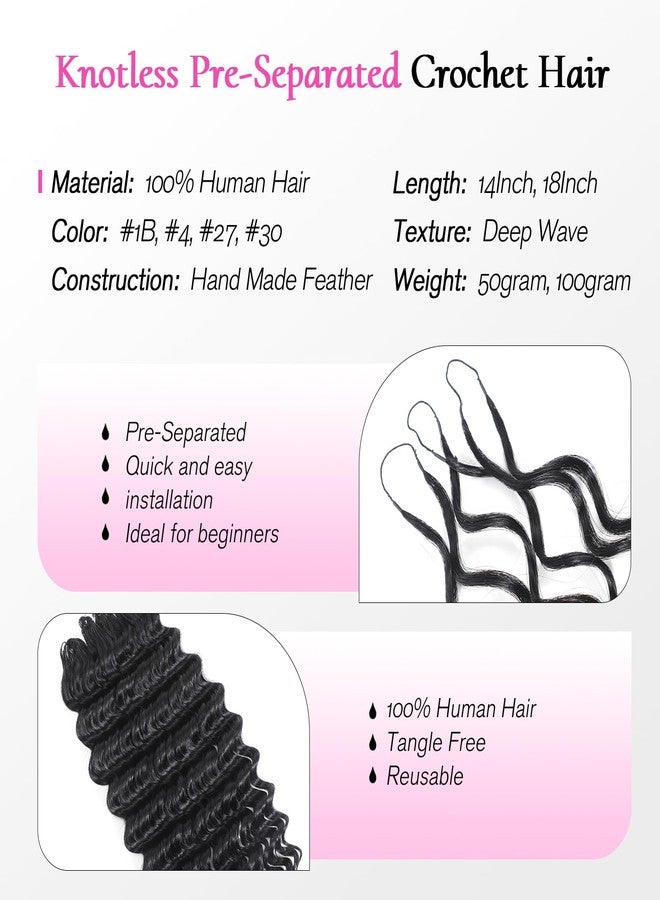 يو آر بيوتي شعر بشري طبيعي 100% من Urbeauty Feather Crochet للنساء ذوات البشرة السمراء، مموج بعمق لضفائر البوهو، مُجهز مسبقًا بحلقات، بدون عقد، بلمسة نهائية غير مرئية، ناعم، خفيف الوزن وقابل لإعادة الاستخدام، مناسب للمبتدئين - Image 3