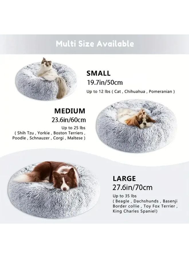 Gray Pet Round Bed Super Soft Plush Cushion Durable Fiber No Assembly Required - Image 4