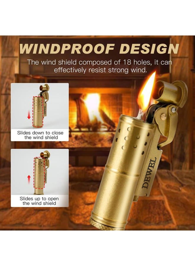 Dewel Pressure-Relief/Cool Lighter, Wheel Kerosene Reusable Windproof Trench Vintage Fine Copper Classic Brass Unique Birthday Gifts… - Image 4
