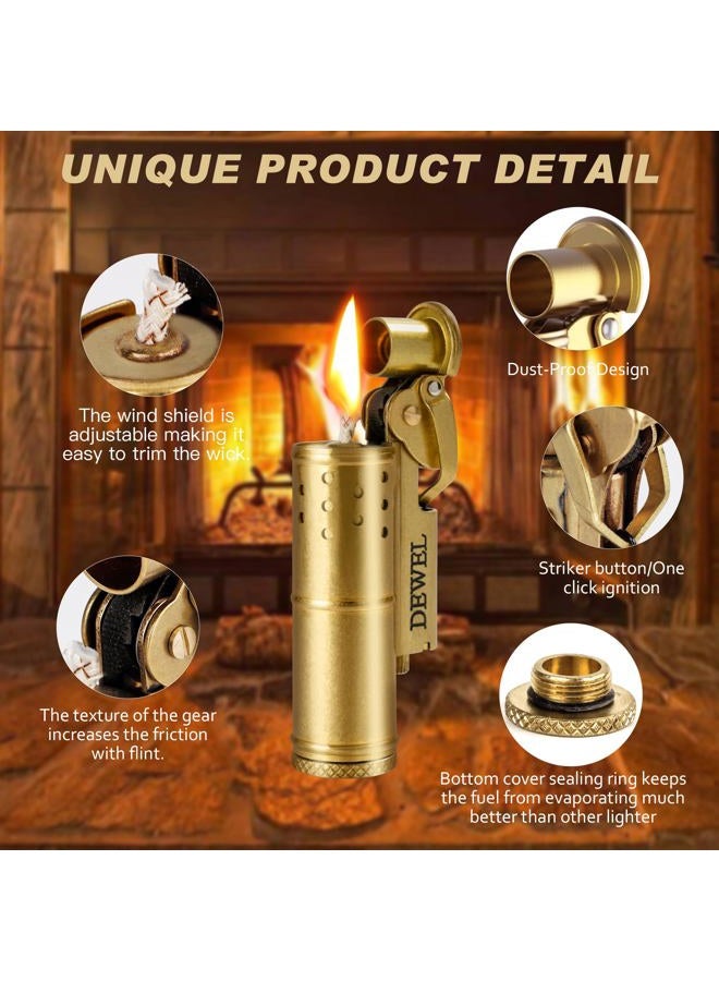 Dewel Pressure-Relief/Cool Lighter, Wheel Kerosene Reusable Windproof Trench Vintage Fine Copper Classic Brass Unique Birthday Gifts… - Image 2