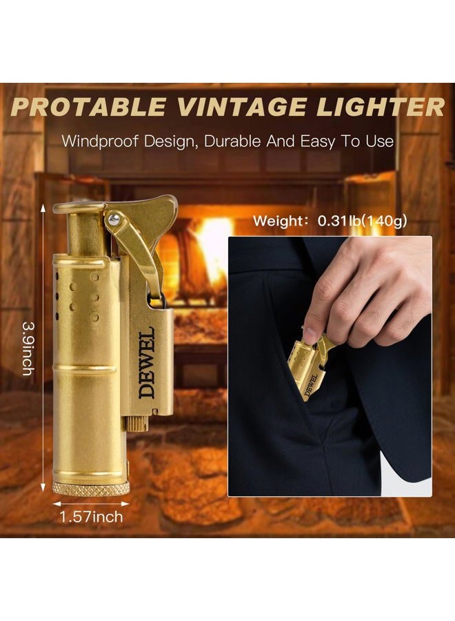 Dewel Pressure-Relief/Cool Lighter, Wheel Kerosene Reusable Windproof Trench Vintage Fine Copper Classic Brass Unique Birthday Gifts… - Image 3