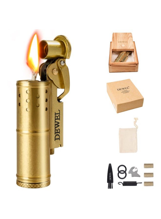 Dewel Pressure-Relief/Cool Lighter, Wheel Kerosene Reusable Windproof Trench Vintage Fine Copper Classic Brass Unique Birthday Gifts… - Image 1