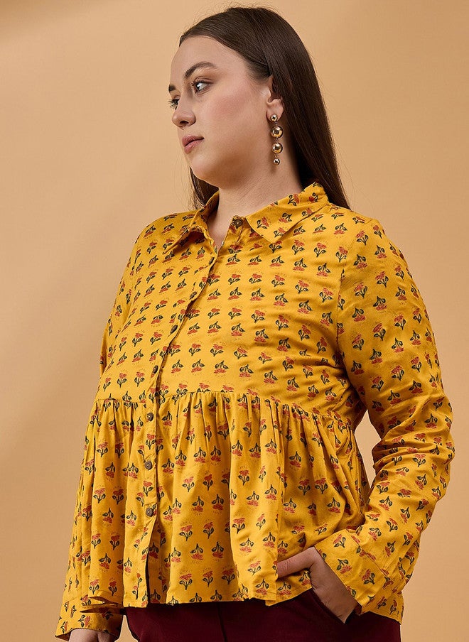 Baizee بلوزة مزهرة بقلنسوة من Routes by All About You للنساء ذات الحجم الكبير - Image 3
