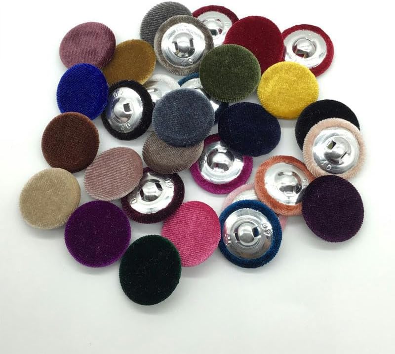 Buttons,Metal Buttons, Buttons 10PCS 10-28MM Gold Velvet Round Fabric Cloth Covered with Metal Shank for Clothes Crafting Sewing(Grape Purple,25mm) - Image 3