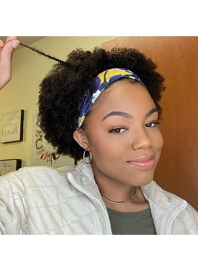 Ms Taj Headband Wig Human Hair Short Afro Kinky Curly Headband Wigs For Black Women Human Hair Glueless Afro Wigs For Women 150% Density Brizilian Virgin Hair Natural Black (10 Inch) - Image 1