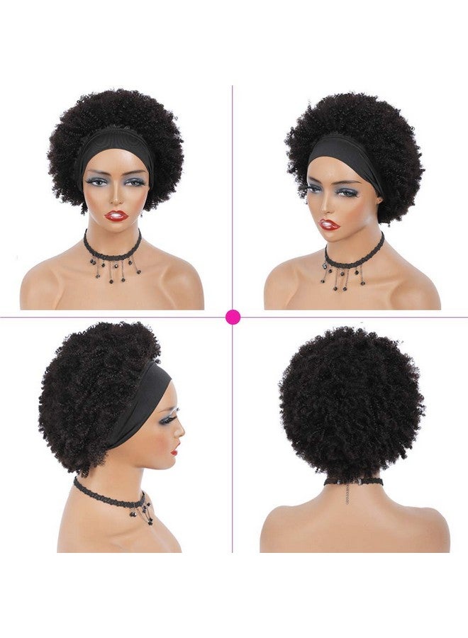 Ms Taj Headband Wig Human Hair Short Afro Kinky Curly Headband Wigs For Black Women Human Hair Glueless Afro Wigs For Women 150% Density Brizilian Virgin Hair Natural Black (10 Inch) - Image 3
