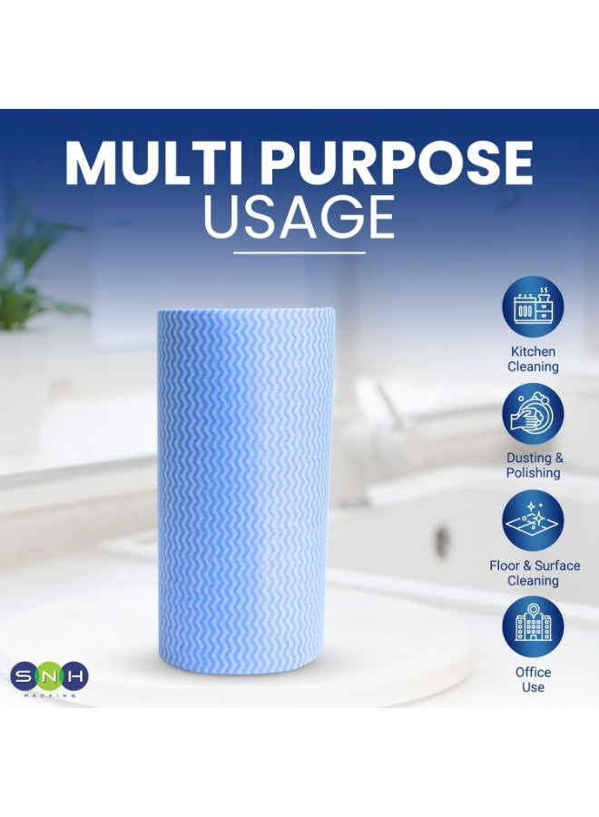 إس إن إتش باكينج أل فجر مناشف تنظيف قابلة لإعادة الاستخدام - 3 لفائف (150 ورقة)، 25×30 سم، باللون الأزرق | مناشف مطبخ متعددة الاستخدامات، مناديل تنظيف قابلة للتخلص منها، أقمشة أطباق غير منسوجة، أقمشة مسح منزلية - Image 3