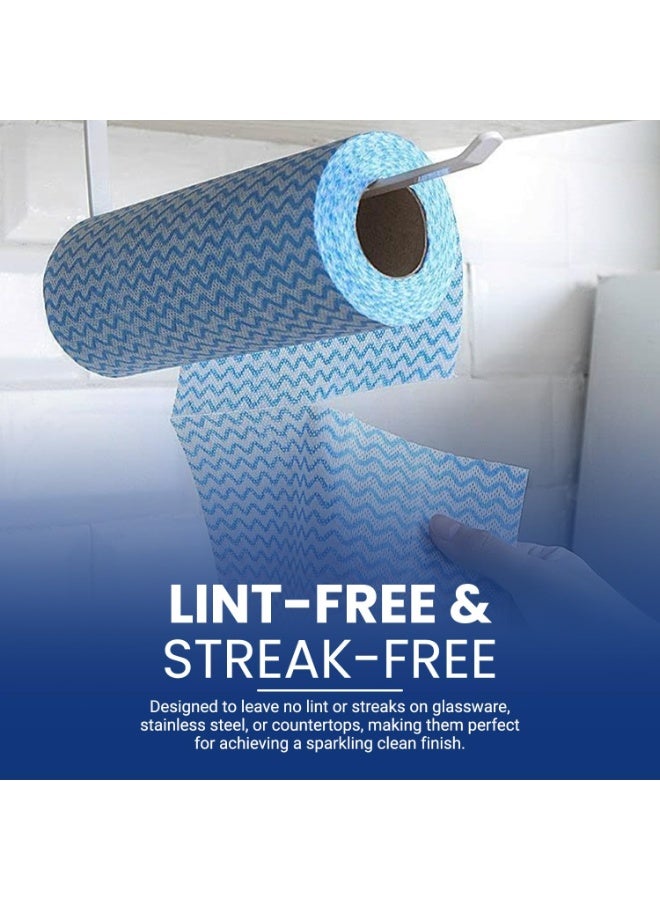 إس إن إتش باكينج أل فجر مناشف تنظيف قابلة لإعادة الاستخدام - 3 لفائف (150 ورقة)، 25×30 سم، باللون الأزرق | مناشف مطبخ متعددة الاستخدامات، مناديل تنظيف قابلة للتخلص منها، أقمشة أطباق غير منسوجة، أقمشة مسح منزلية - Image 4