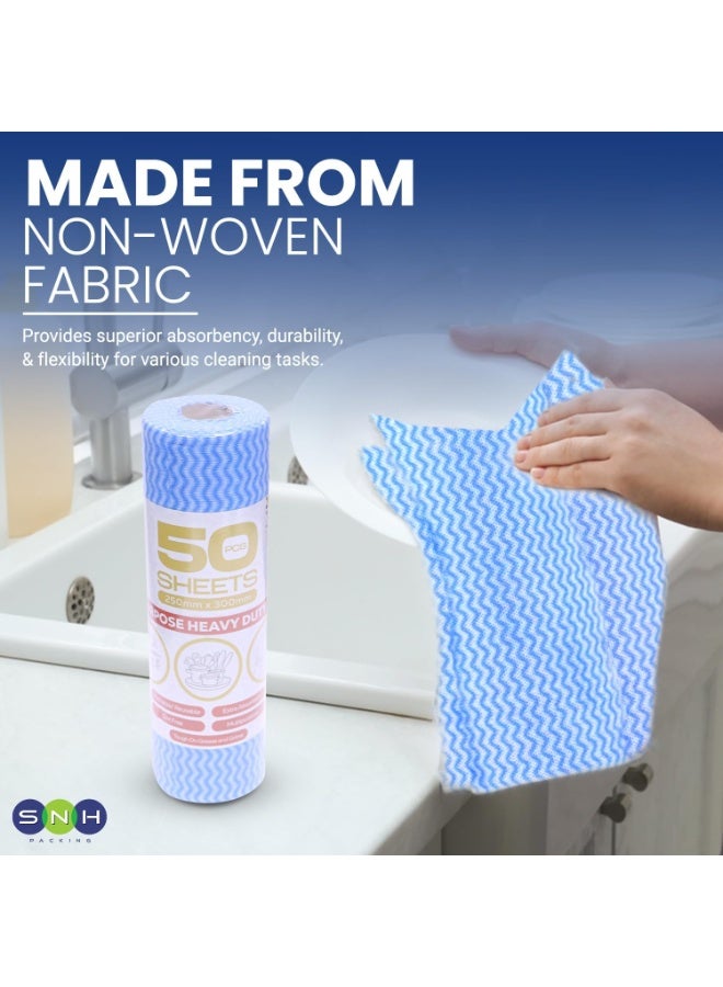 إس إن إتش باكينج أل فجر مناشف تنظيف قابلة لإعادة الاستخدام - 3 لفائف (150 ورقة)، 25×30 سم، باللون الأزرق | مناشف مطبخ متعددة الاستخدامات، مناديل تنظيف قابلة للتخلص منها، أقمشة أطباق غير منسوجة، أقمشة مسح منزلية - Image 5