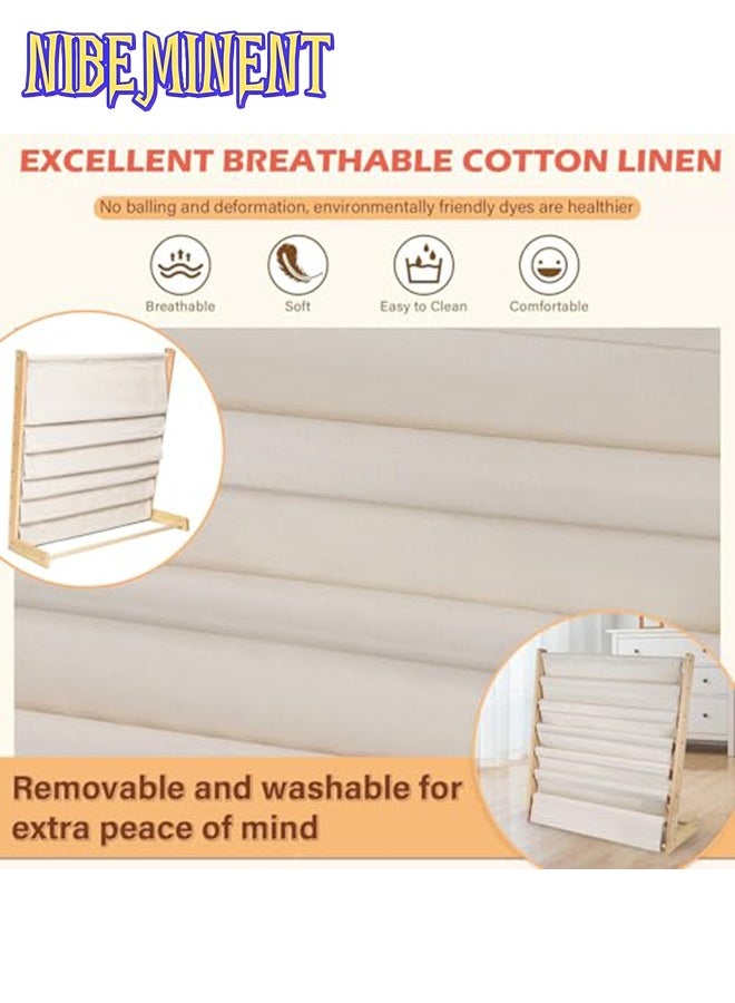 NIBEMINENT Kids Bookshelf, Magazine Organizer with Deep Pocket, 7-Tier Natural Wood Baby Bookcase, Book Display, Toy Storage, for Playroom, Bedroom, Toddler Room, Nursery - Image 5