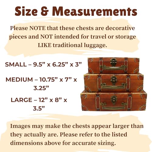 Blue Orchards Decorative Travel-Themed Paperboard Boxes (Set of 3) – Small Suitcase-Style Storage for Keepsakes, Mementos, Miniature Prop-Style Luggage | Largest Suitcase is 12'' L x 8'' W x 3.5'' H - Image 2