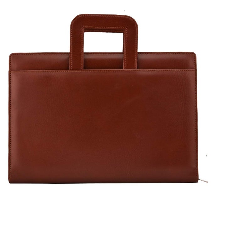 AmazingHind Leatherette Material Professional File Folders for Certificates, Documents Holder with Adjustable Handles and 2 Rings and 30 Leafs. Size: FS | Color:Brown - Image 1
