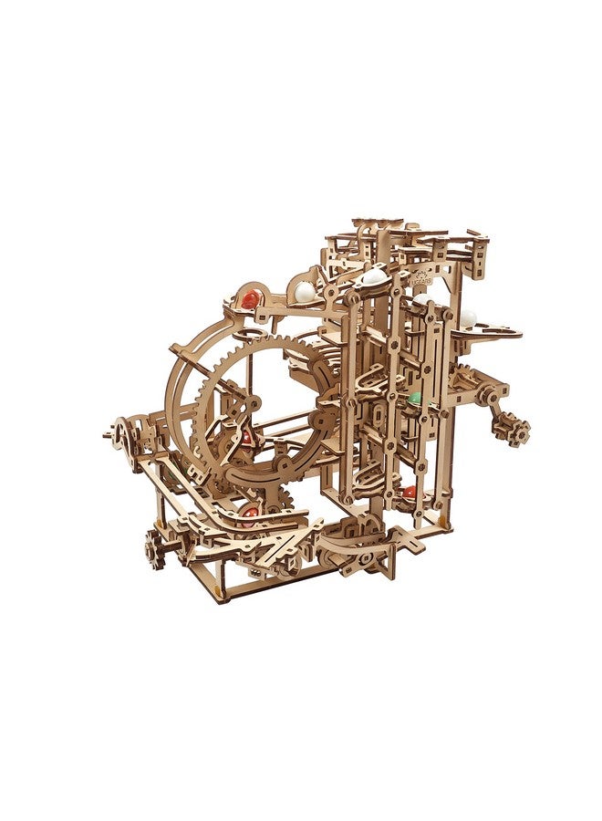 أوجيرز طقم تشغيل الرخام الخشبي، لغز ثلاثي الأبعاد، تشغيل الرخام الخشبي، رافعة متدرجة مع آلية رفع ثلاثية الدرجات و10 كرات رخام حركية يمكنك صنعها بنفسك، لغز خشبي ثلاثي الأبعاد، ألغاز خشبية للبالغين والأطفال - Image 1