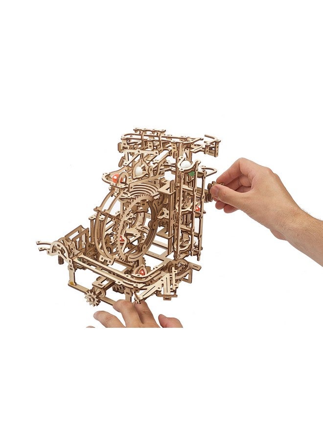 أوجيرز طقم تشغيل الرخام الخشبي، لغز ثلاثي الأبعاد، تشغيل الرخام الخشبي، رافعة متدرجة مع آلية رفع ثلاثية الدرجات و10 كرات رخام حركية يمكنك صنعها بنفسك، لغز خشبي ثلاثي الأبعاد، ألغاز خشبية للبالغين والأطفال - Image 4