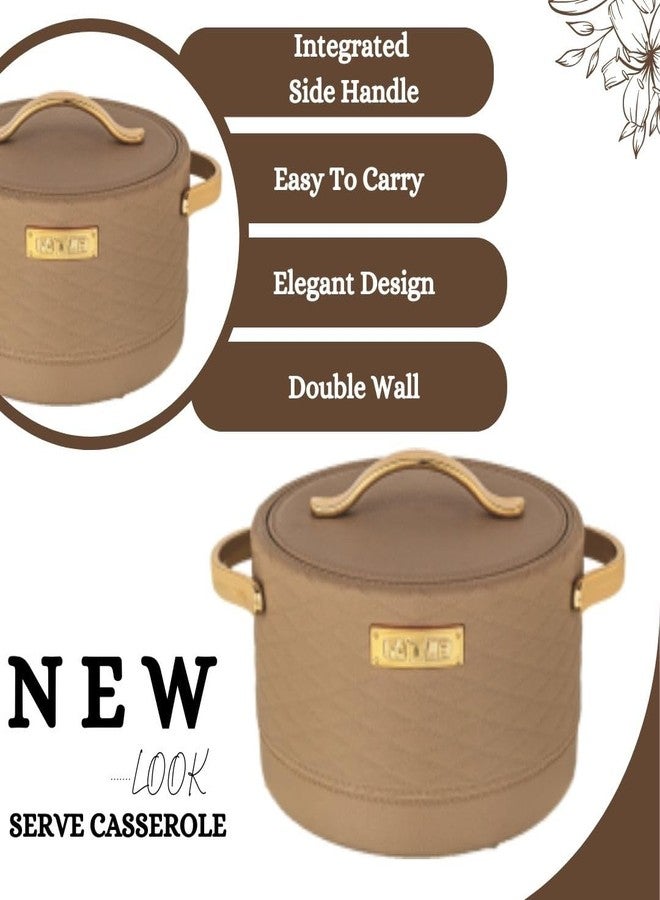 Nabhya Double Wall PU Insulated Hot Pot Serve Casserole, Inner Steel & Outer Plastic Premium Casserole, For Home & Kitchen (Ideal for Chapatti) (Brown, 2500ML) - Image 4