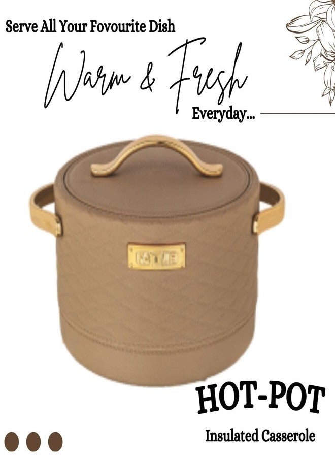 Nabhya Double Wall PU Insulated Hot Pot Serve Casserole, Inner Steel & Outer Plastic Premium Casserole, For Home & Kitchen (Ideal for Chapatti) (Brown, 2500ML) - Image 3