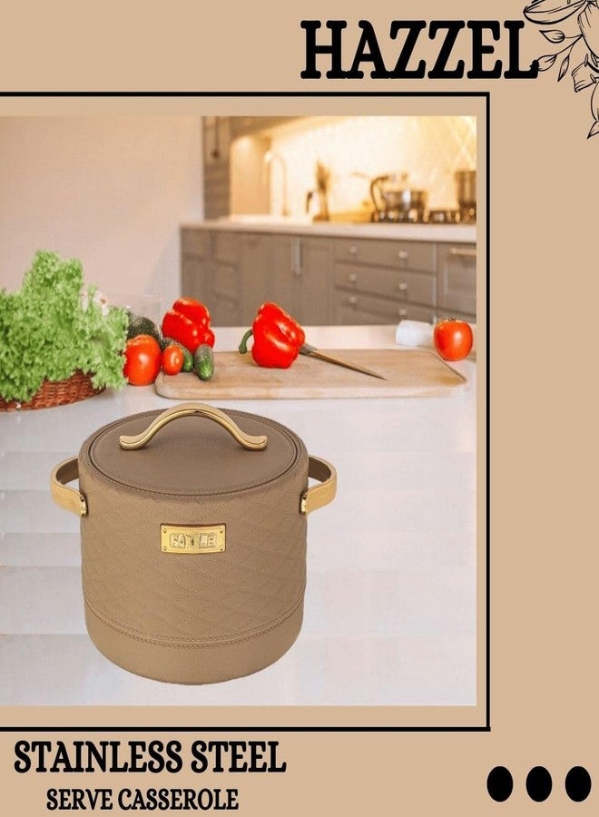 Nabhya Double Wall PU Insulated Hot Pot Serve Casserole, Inner Steel & Outer Plastic Premium Casserole, For Home & Kitchen (Ideal for Chapatti) (Brown, 2500ML) - Image 2