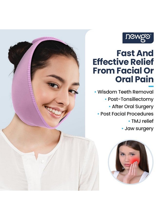 NEWGO Wisdom Teeth Ice Pack Head Wrap Jaw Ice Pack for Face Oral Surgery, FSA/HSA Eligible with 4 Hot/Cold Gel Pack for TMJ, Tooth Extraction, Tonsillectomy Recovery - Purple - Image 2