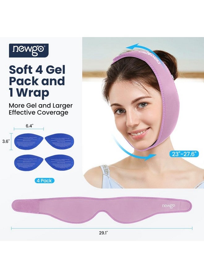 NEWGO Wisdom Teeth Ice Pack Head Wrap Jaw Ice Pack for Face Oral Surgery, FSA/HSA Eligible with 4 Hot/Cold Gel Pack for TMJ, Tooth Extraction, Tonsillectomy Recovery - Purple - Image 3
