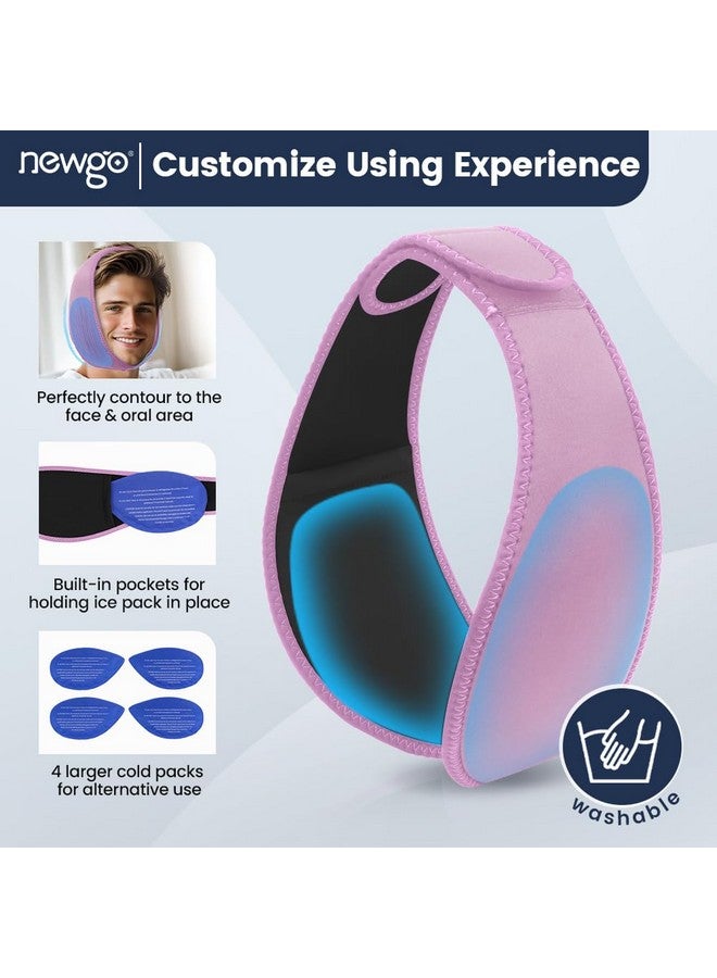 NEWGO Wisdom Teeth Ice Pack Head Wrap Jaw Ice Pack for Face Oral Surgery, FSA/HSA Eligible with 4 Hot/Cold Gel Pack for TMJ, Tooth Extraction, Tonsillectomy Recovery - Purple - Image 4